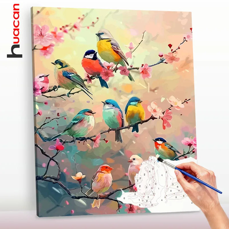 Paint By Numbers Kit Birds Flowers Animals Creative Art Set - Multiple Sizes