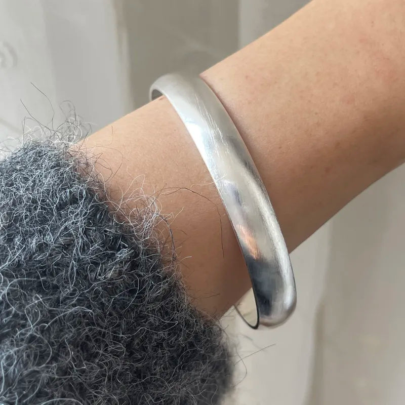 Solid Sterling Silver Retro Bracelet for Women Men Wide Handmade Vintage Jewelry