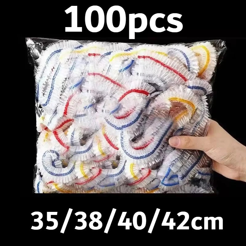 100Pcs Colorful Food Cover Lids Set Elastic Wraps for Bowl & Food Storage