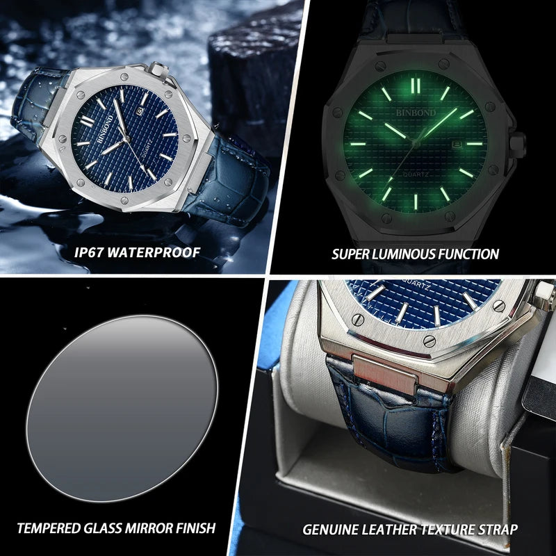 Men's Quartz Sports Watch Waterproof Luminous Auto Date Business Casual