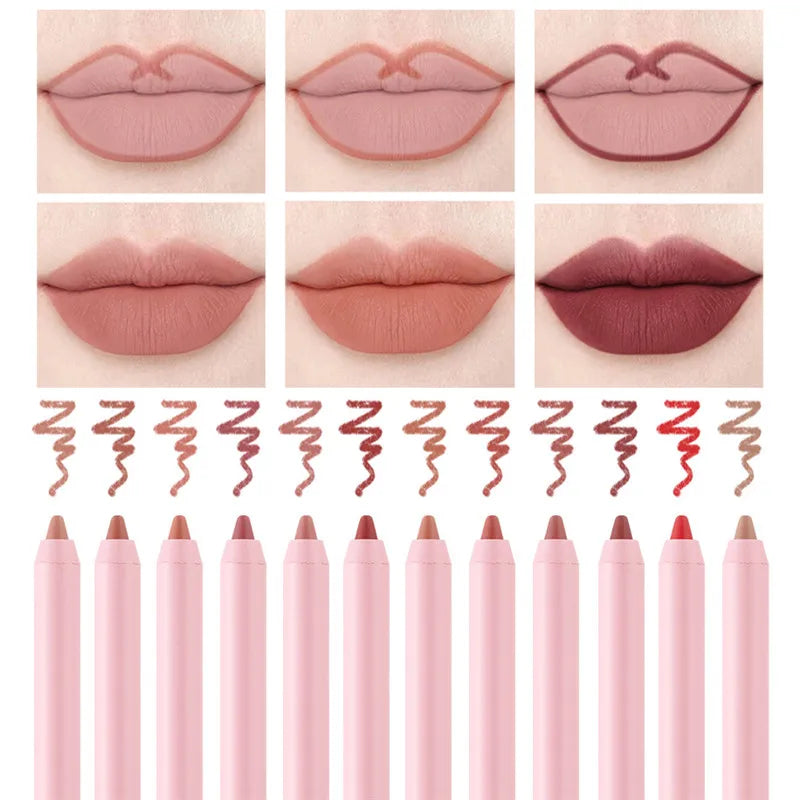 Matte Nude Waterproof Lip Liner Pencil - Long-Lasting Natural Lip Contour