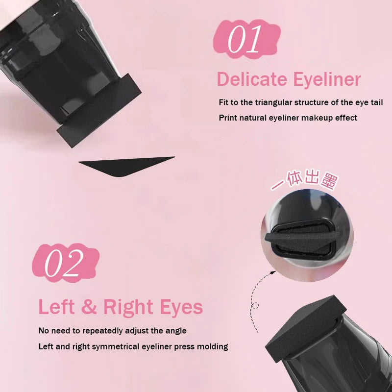 Waterproof Liquid Eyeliner Pen with Integrated Stamp for Precise Symmetrical Eye Makeup