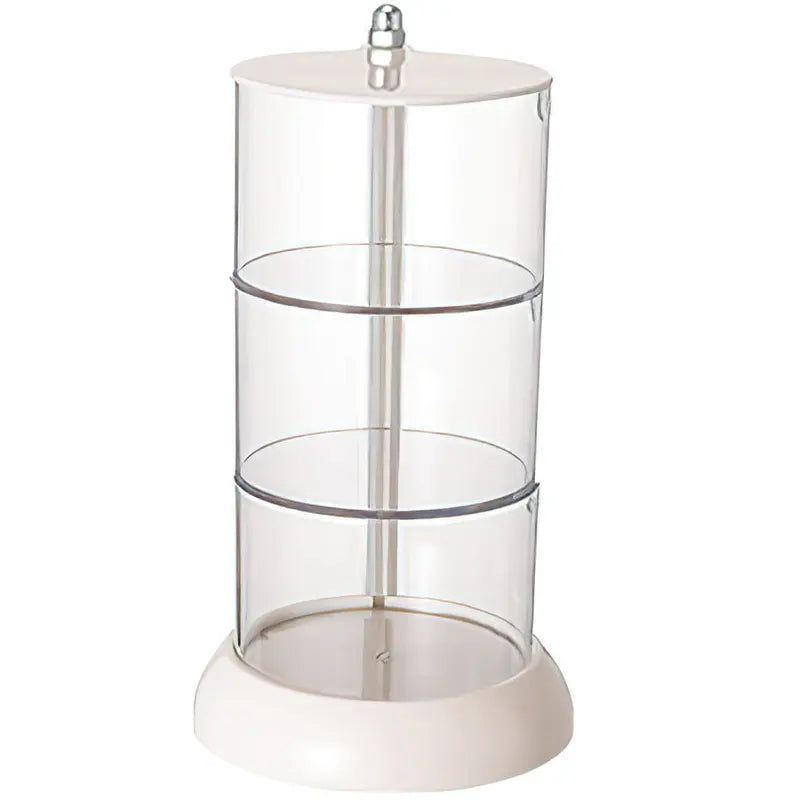 Rotatable 3-Tier Makeup Sponge Storage Box with Compartments - Clear Plastic Organizer for Vanity