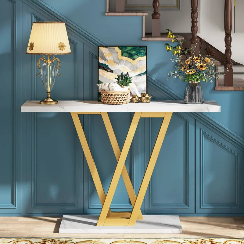 43-Inch Industrial Console Table for Entryway Living Room Hallway - Modern Design