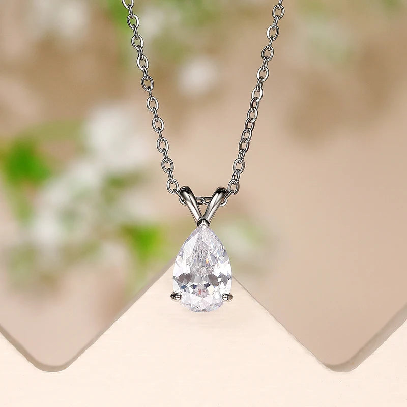 Elegant Water Drop Cubic Zirconia Necklace for Women - Gift & Wedding Jewelry