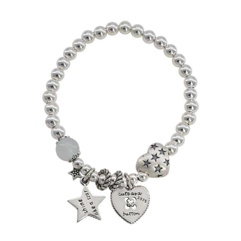 Heart & Star Pendant Bracelets for Women Girls - Trendy Elegant Jewelry Gift