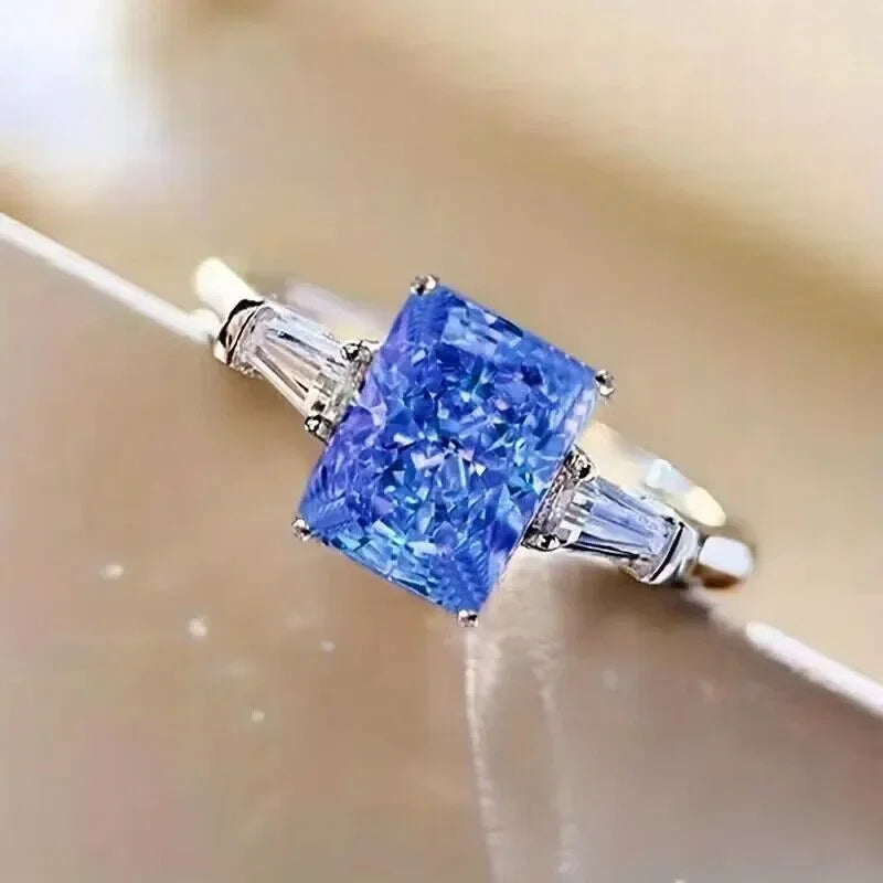 Elegant Square Pink Cubic Zirconia Engagement Ring for Women - Trendy Jewelry Gift
