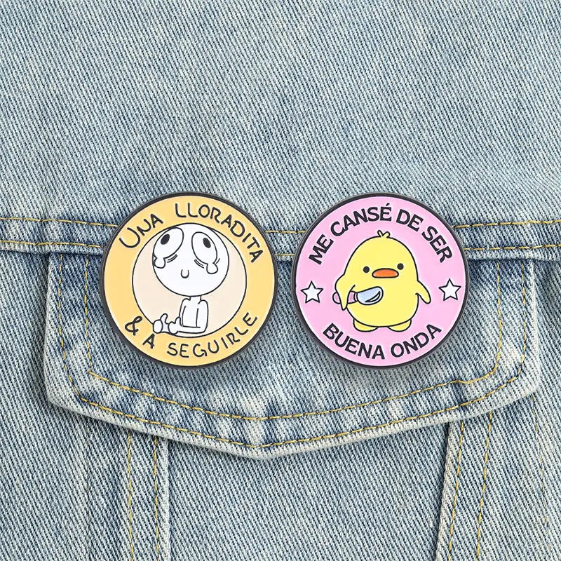 Spanish Memes Enamel Pins - Cute Brooches for Mental Health & Latinx Style