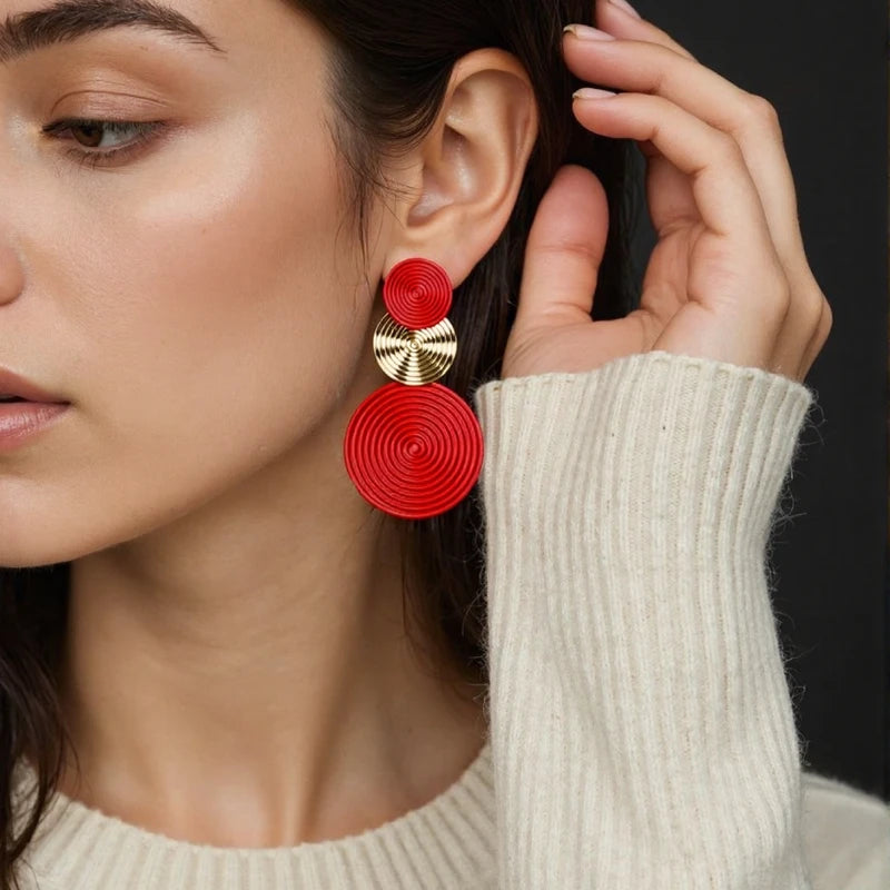 Trendy Dangle Earrings Trio Circle Design for Daily Outfits & Parties