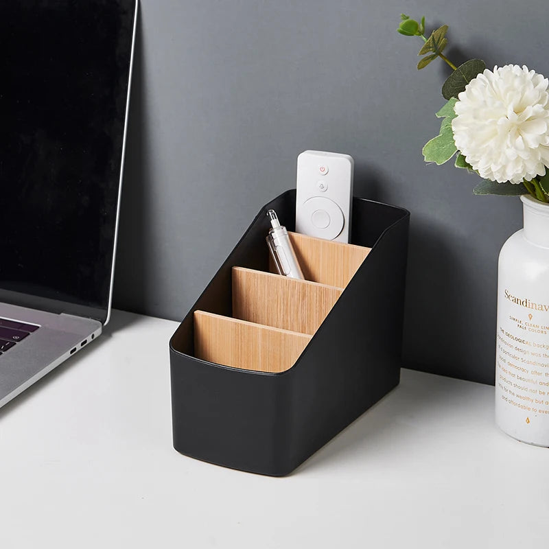 Desktop Remote Control Organizer Tabletop Storage Box for Living Room & Office