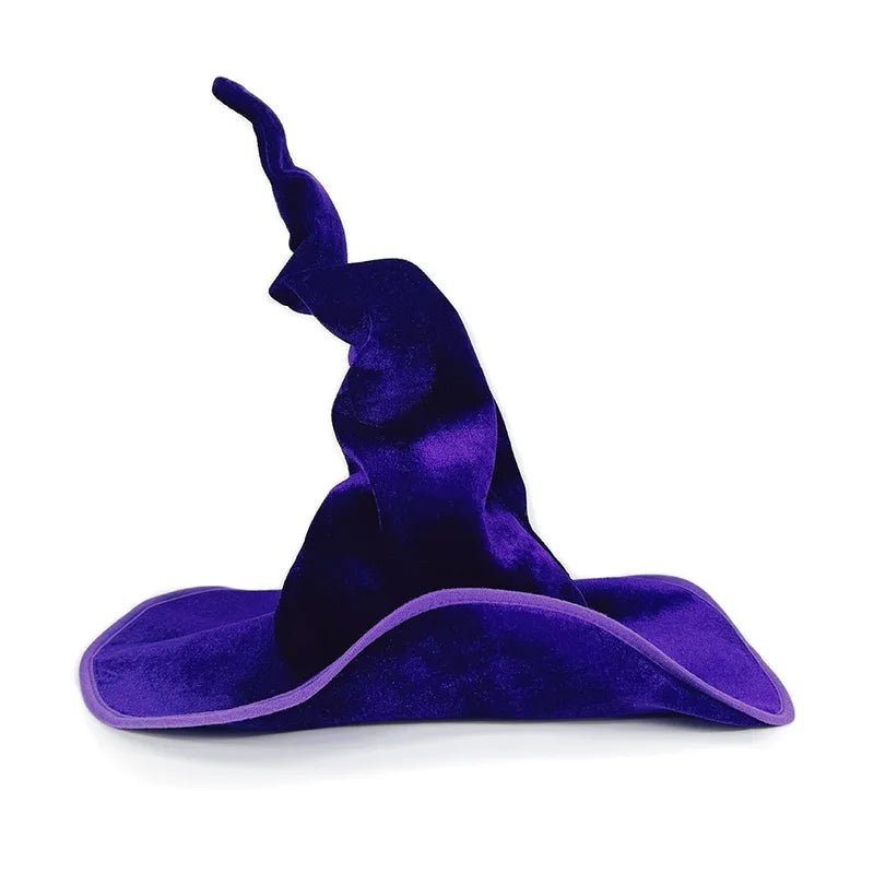 Velvet Witch Hat for Halloween Cosplay Party - Black Purple Green
