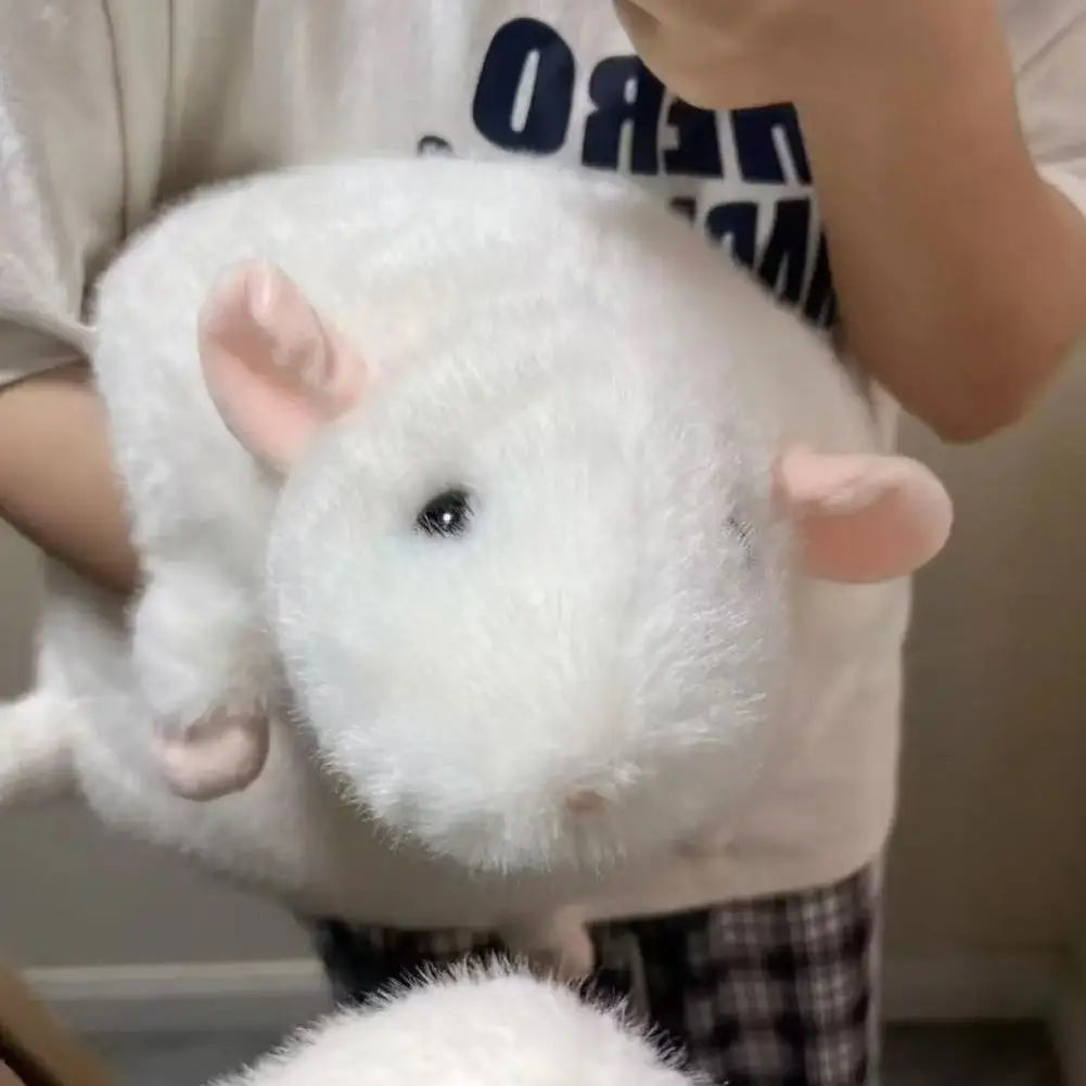 Cute Plush Rat Doll with Flower Branch - Oversized Animal Toy for Kids & Adults