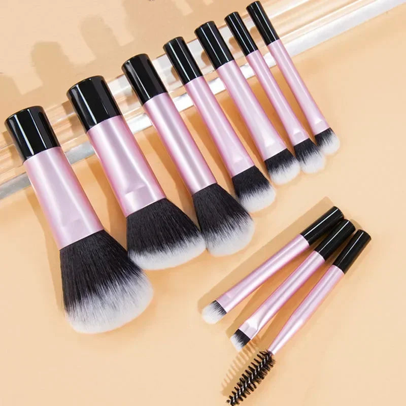 Mini Travel Makeup Brush Set - 10 Pcs Portable Face & Eye Brushes for Foundation, Blush, Concealer