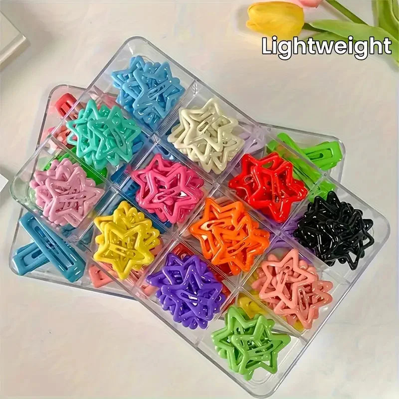 Star-Shaped Alloy Hair Clips Set - Lightweight Retro Hair Accessories for Daily Styling
