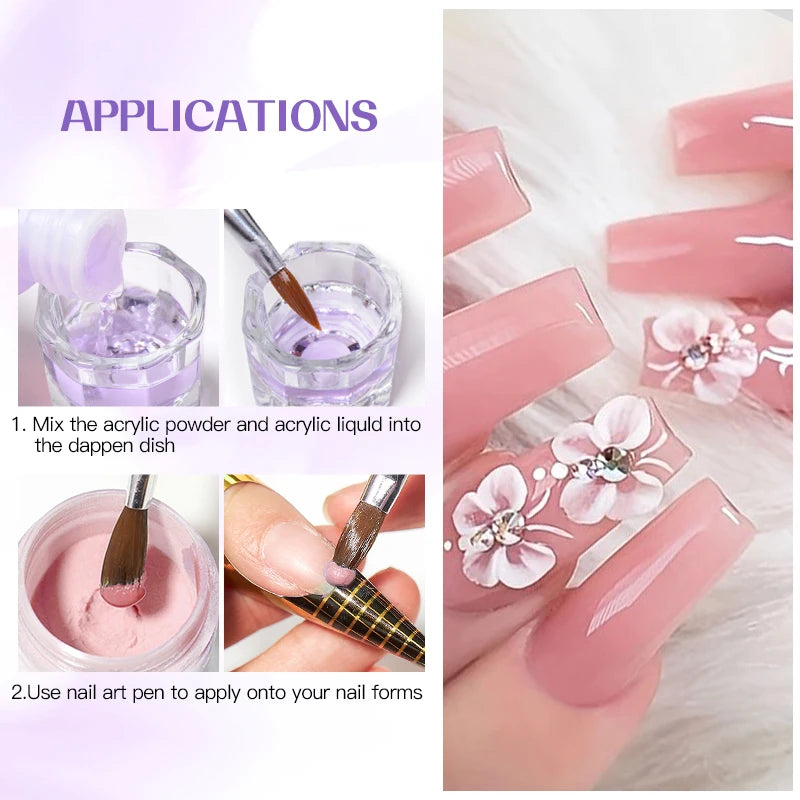 Acrylic Nail Kit with Liquid Monomer & Powder Set for DIY Nails & Extensions