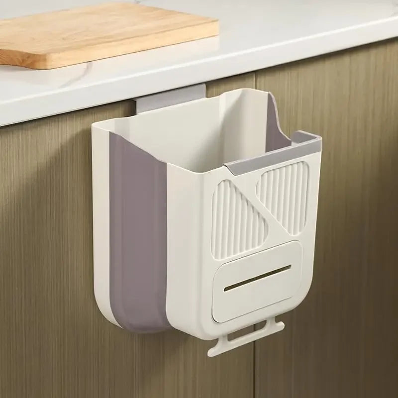 Foldable Wall-Mounted Trash Can for Kitchen and RV - Hanging Garbage Storage