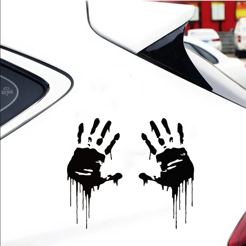 Pair Bloody Handprints Horror Car Stickers Vinyl Decals for Vehicles & Laptop