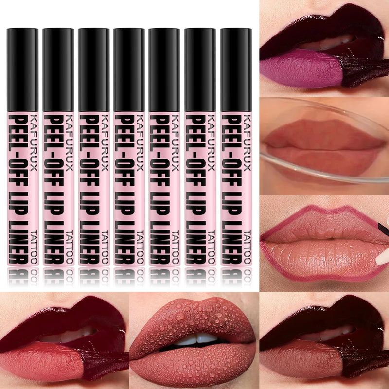 7-Piece Long-Lasting Waterproof Lip Stain Set - Pink & Red Shades