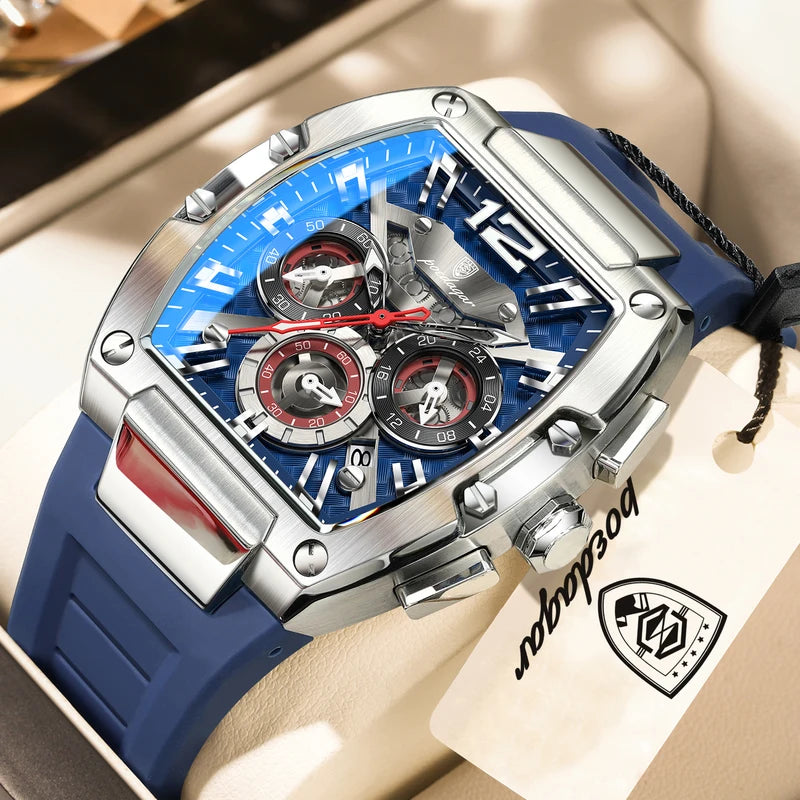 Men's Waterproof Luminous Chronograph Quartz Watch - Creative Silicone Design