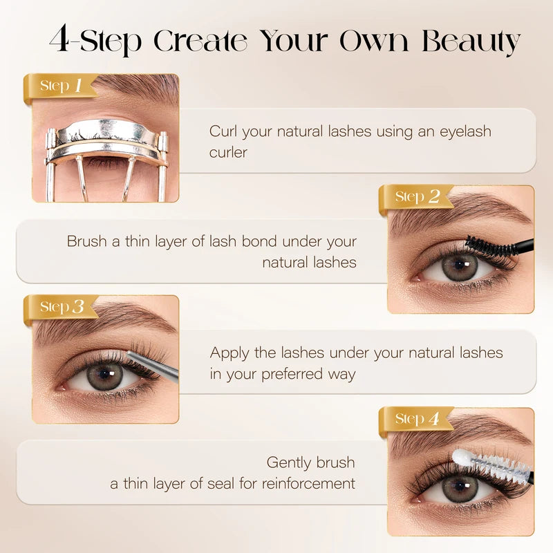False Eyelash Clusters D Curl Fluffy Natural Volume Lashes for Eye Makeup