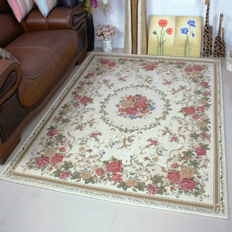 Luxury Machine-Made Polyester Carpet Rug for Living Room & Bedroom - Thick & Stain-Resistant