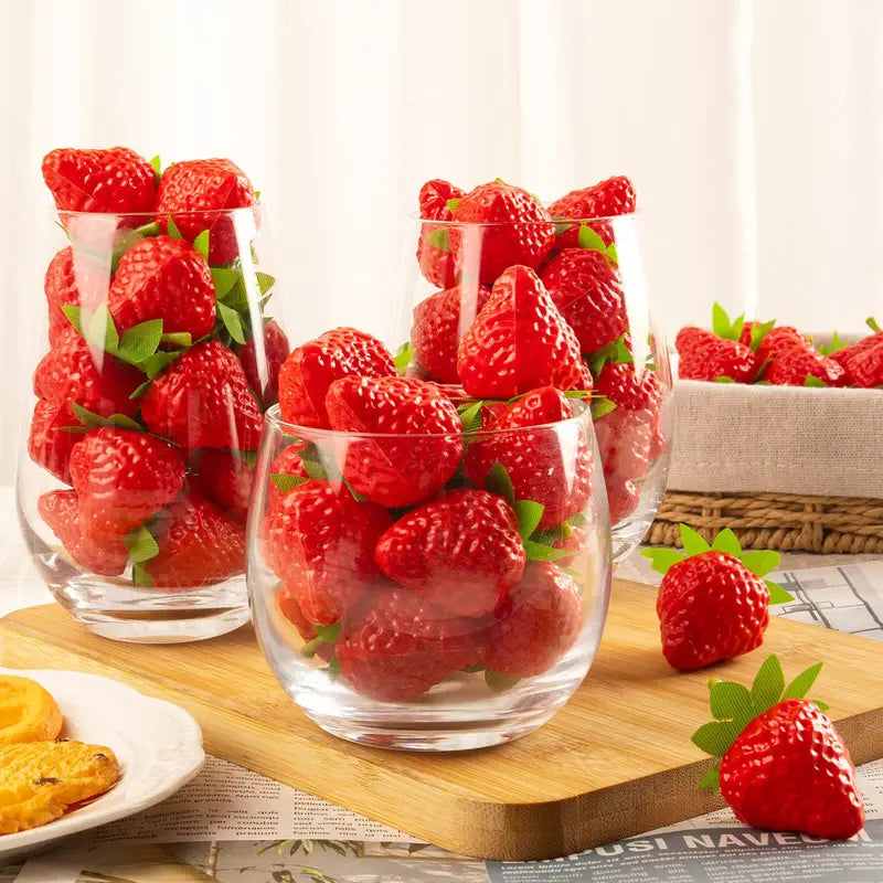 Artificial Strawberry Fake Plastic Fruit for Photography & Decor - 10/20 Pcs
