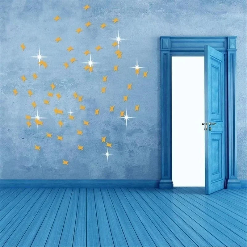 50Pcs Mirror Effect Star Shape Wall Decals - Removable Home Decor Stickers