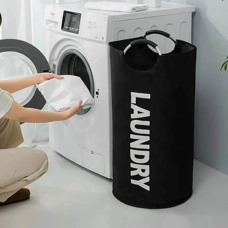 Large Foldable Laundry Basket with Water-Resistant Oxford Fabric & Padded Handles