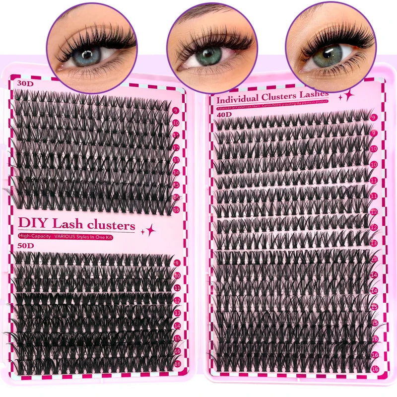 700PCS DIY Eyelash Extension Kit Mixed Length 9-16mm with D-Curl Lashes for Festive & Personal Use