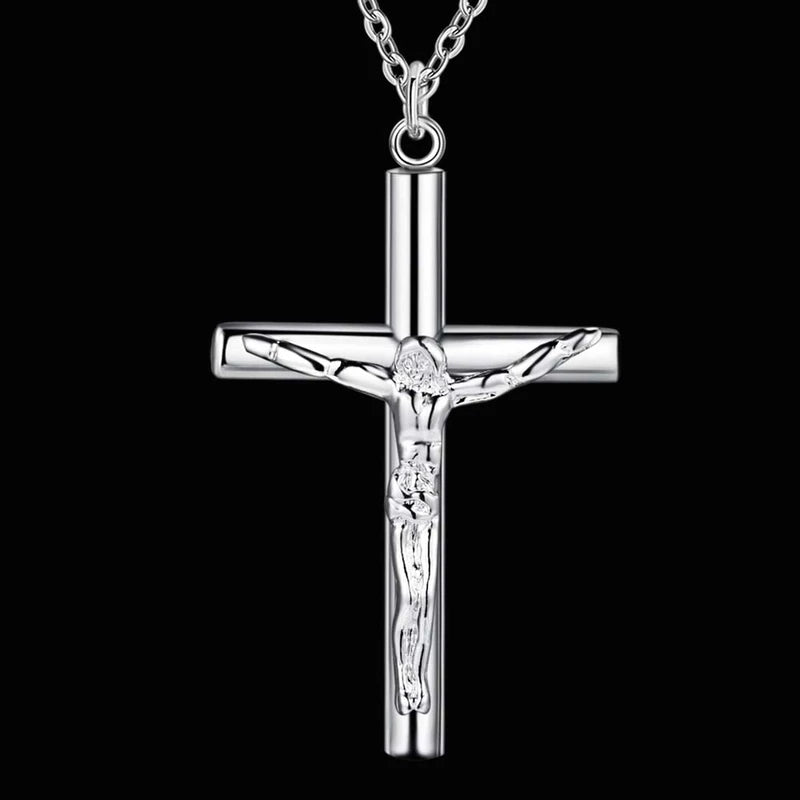 925 Sterling Silver Necklace Pendant Chain with Cross for Women Jewelry Gift