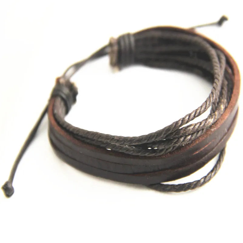 Multilayer Leather Braided Rope Wristband - Handwoven Men & Women Jewelry