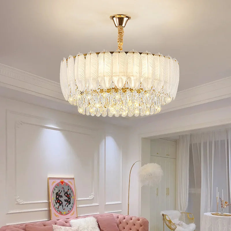 Modern Luxury Crystal Pendant Light for Living Dining Bedroom Ceiling Chandelier