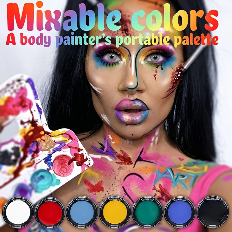 12-Color Water-Based Cream Body & Face Paint Set with Color-Changing Effect
