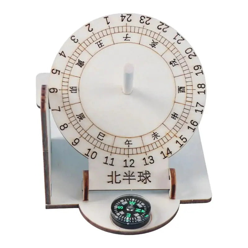 Wooden Equatorial Sundial DIY Kit Educational Science Toy for Kids