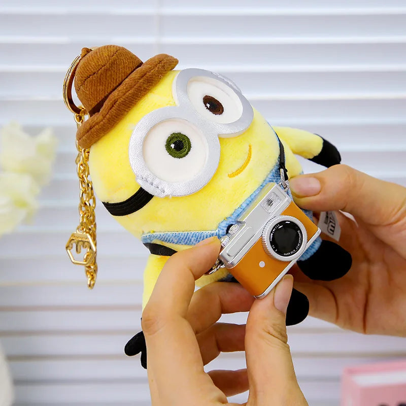 Anime Minions Plush Dolls Keychains - Cute Stuffed Animal Bag Charms for Kids