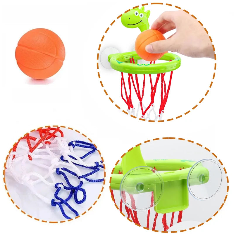 Baby Bath Toy Water Play Set with Basketball Hoop & 3 Balls - Suction Cup Pool Toy for Kids