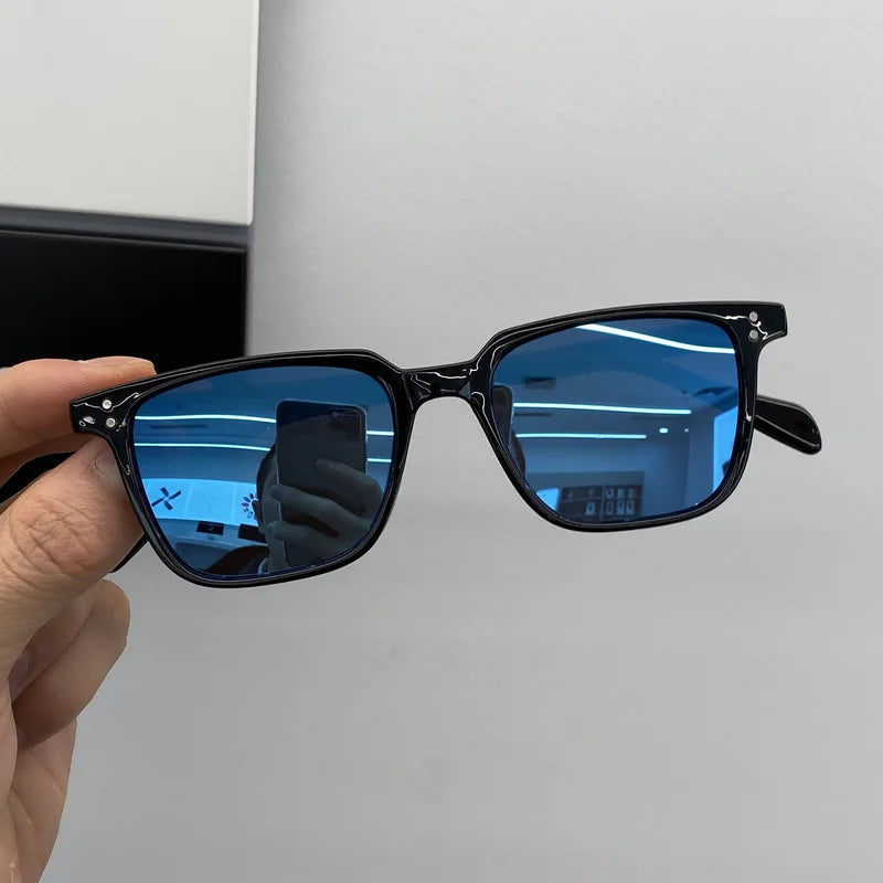 Rectangle Unisex Sunglasses with Polygon Vintage Design - Square Sun Glasses for Women and Men