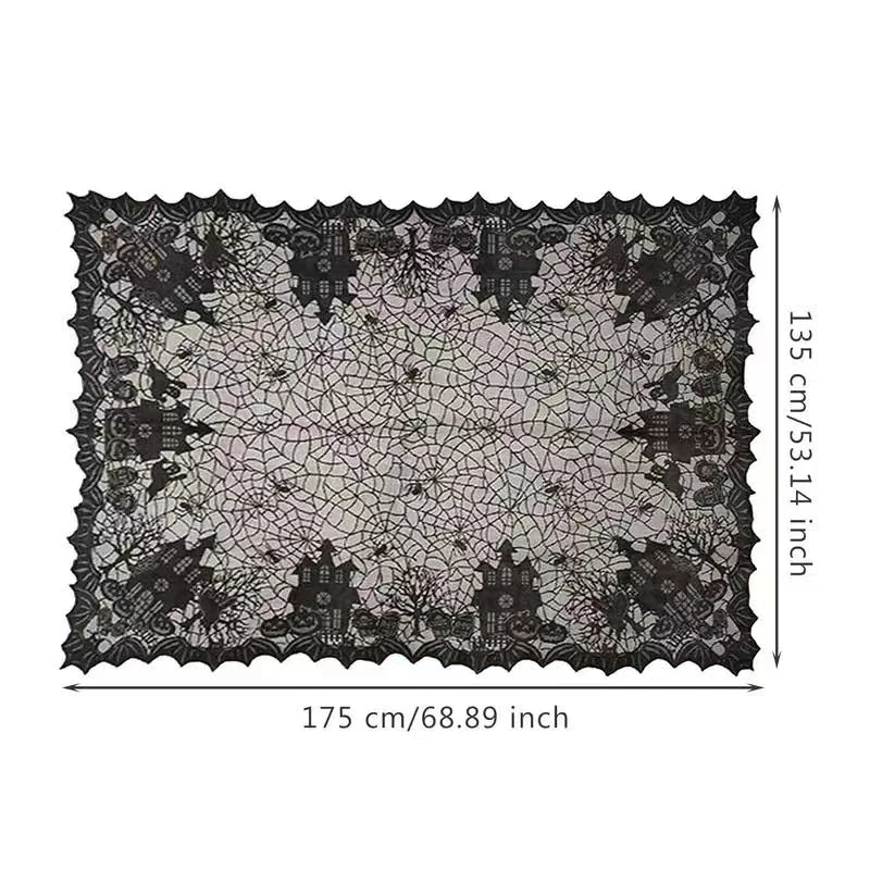 Halloween Lace Table Runner with Spider Web Design for Home Decor