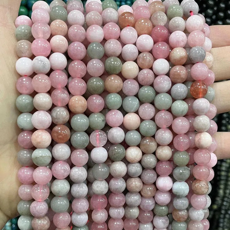 Multicolor Natural Stone Jade Chalcedony Beads for Jewelry Making - 6mm 8mm 10mm