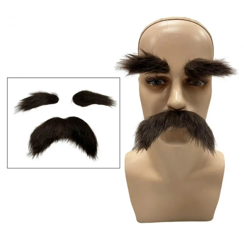 Self-Adhesive Fake Mustache and Eyebrow Set for Halloween & Costume Parties