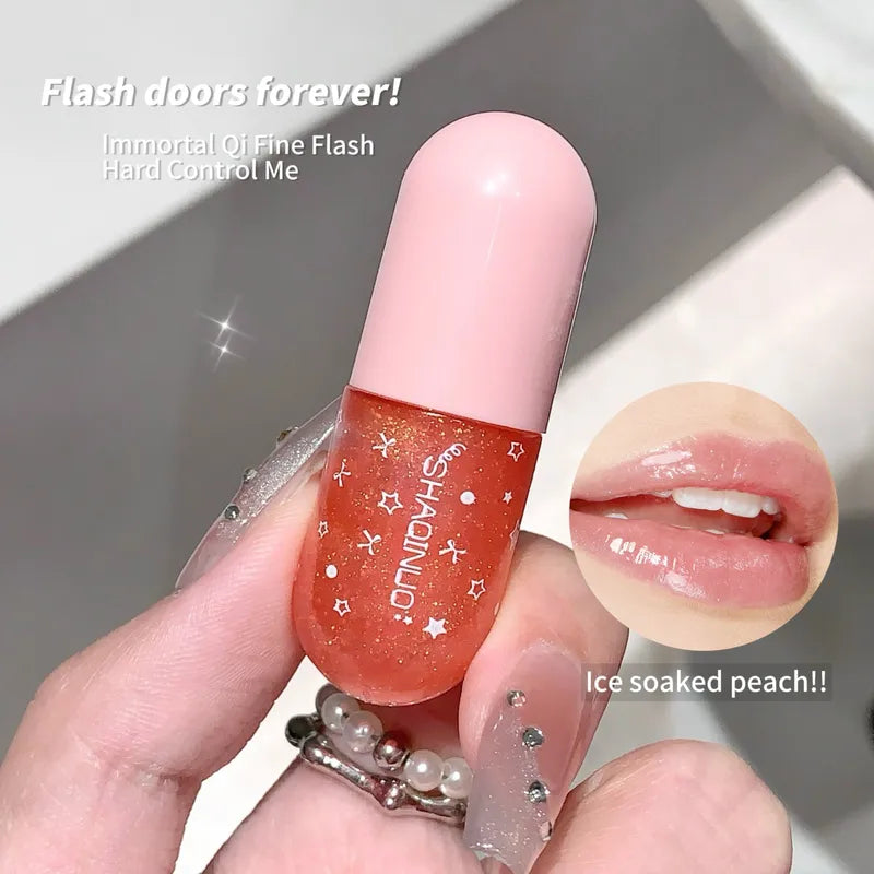 Shimmery Glitter Lip Gloss Set - 6 Highly Pigmented Long-Wear Colors