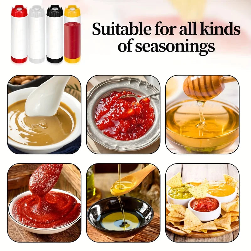 Leak-Proof 500ML Inverted Squeeze Bottle for Sauces and Condiments - Hanging Style