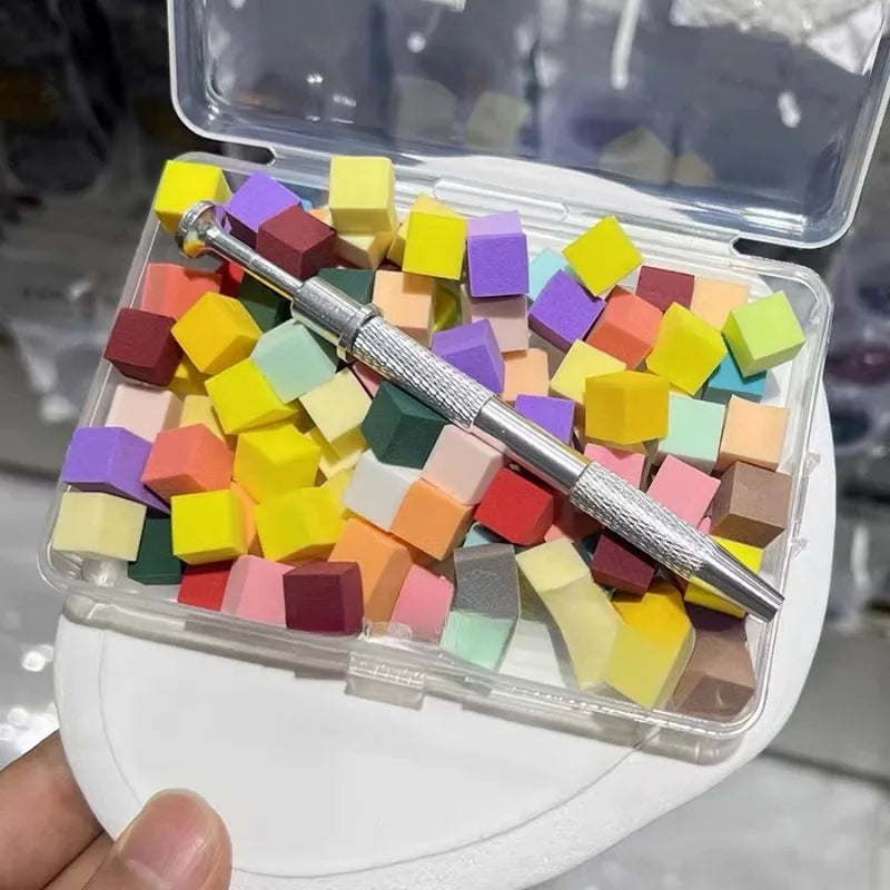 100pcs Nail Art Gradient Sponge Brush Set for Gel Polish & Glitter