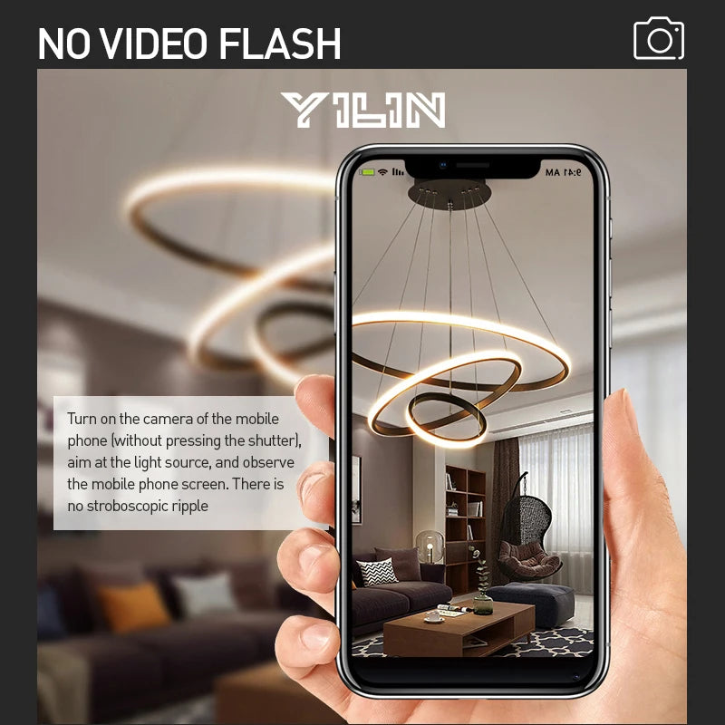 Modern Circular LED Pendant Chandelier for Living & Dining Rooms - Adjustable Brightness