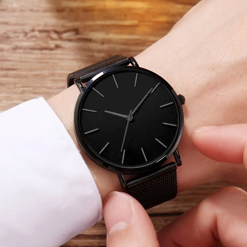 Minimalist Ultra-Thin Couple Mesh Watch Set - Fashionable Men's & Women's Quartz Watches