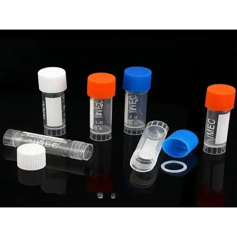 Laboratory Test Tubes Set 1-10ml with Screw Caps, Clear Sample Containers for Science & Chemistry