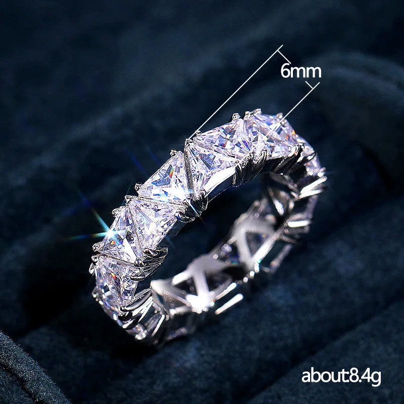 Luxury Wedding Band Promise Ring for Women - Unique Triangle Cubic Zirconia Jewelry