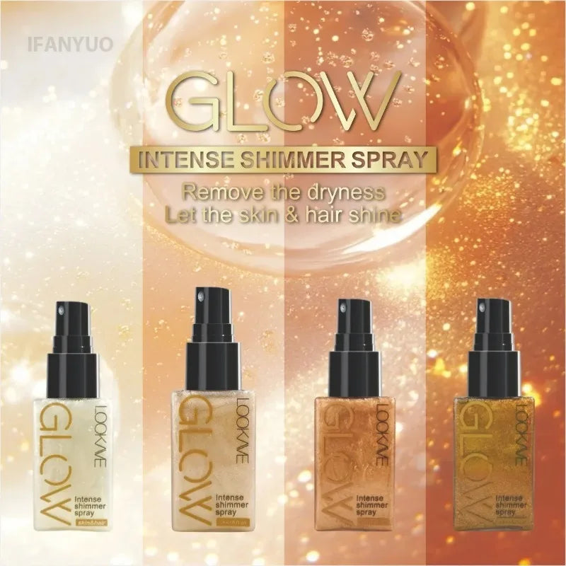 Pearlescent Glitter Spray - Shimmer Oil for Face & Body, Long-Lasting Glow