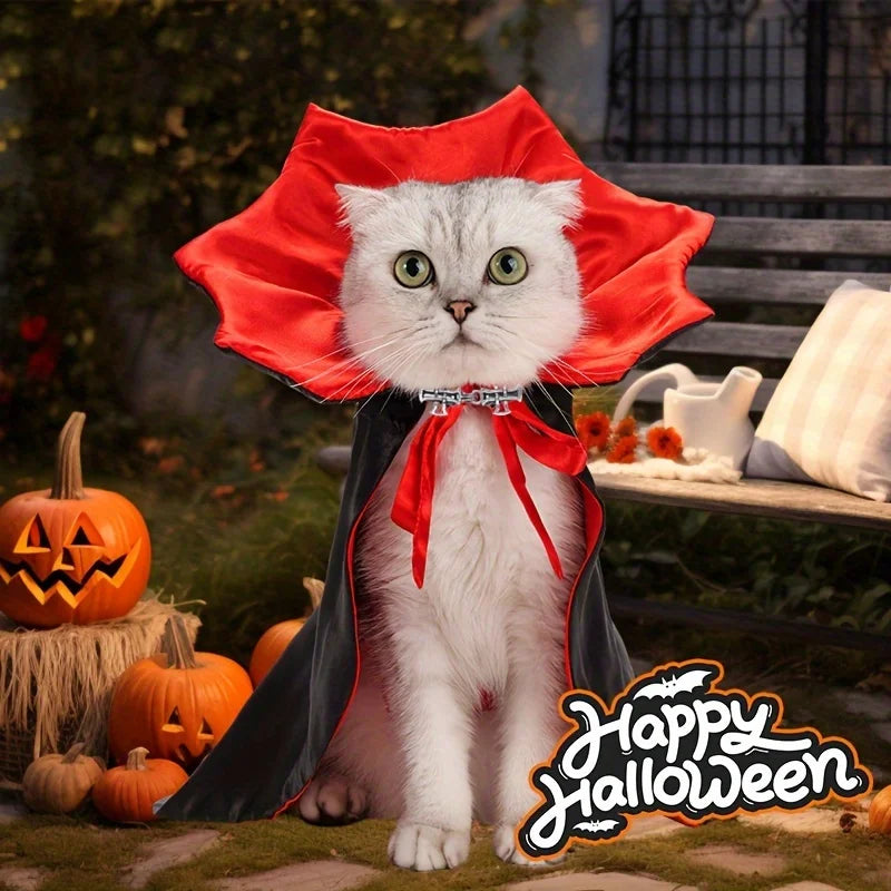 Halloween Vampire Cat Costume Set with Cloak Hat for Pets