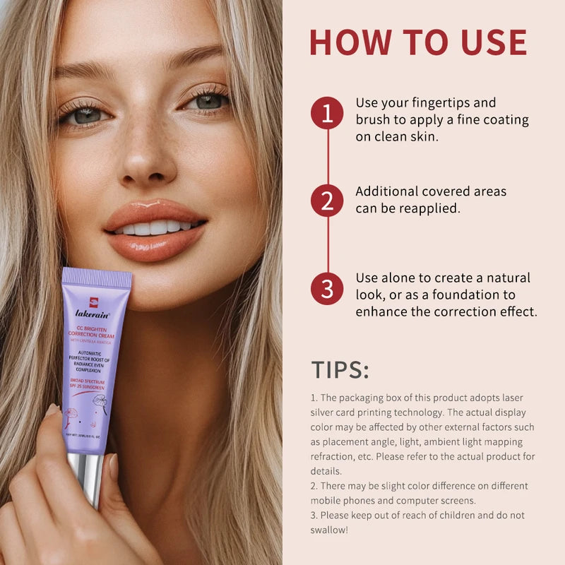 High Coverage CC Cream Foundation - Hydrating Liquid Face Makeup with Color Change
